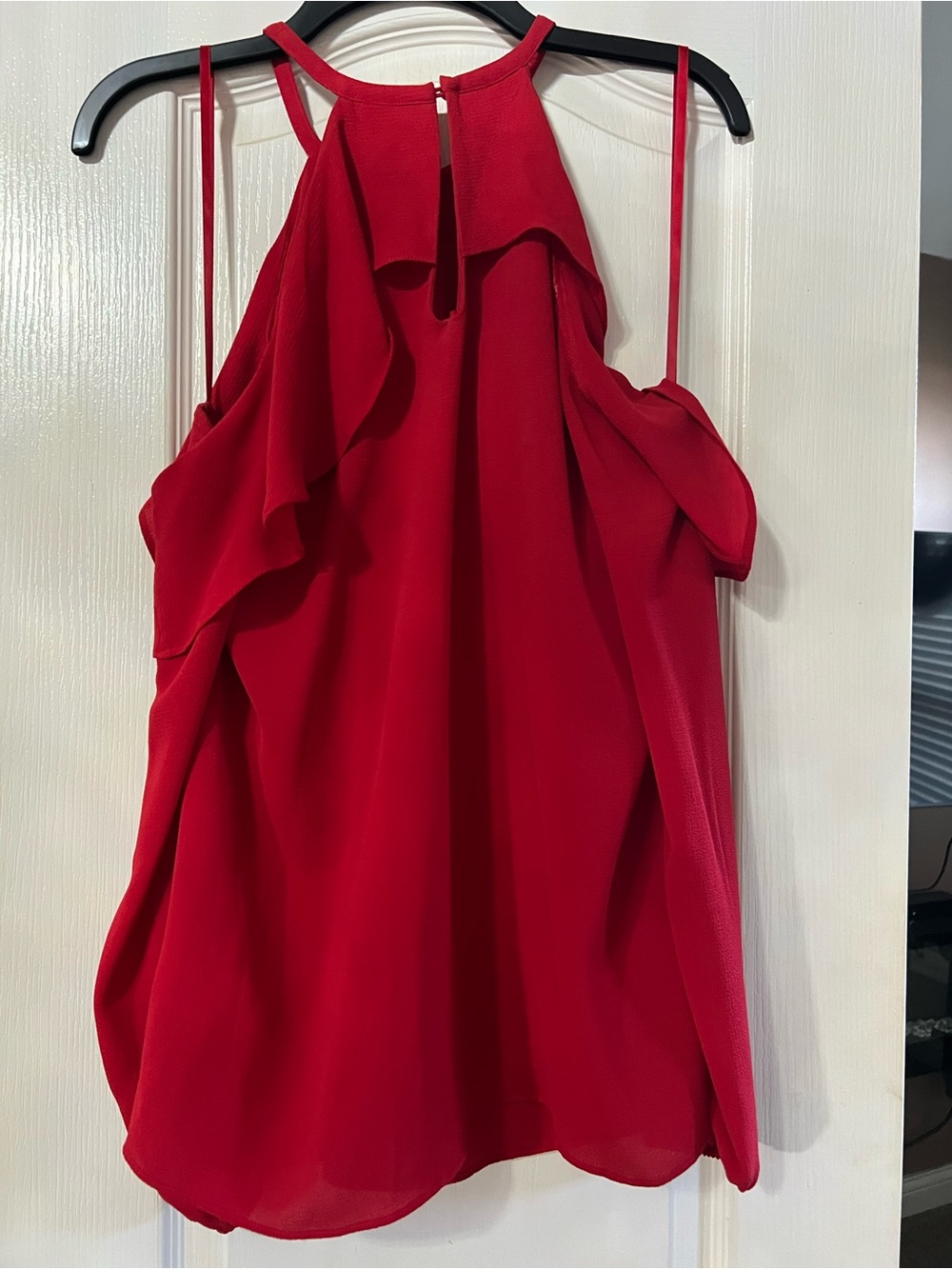 Red Ruffle cold shoulder Top Michael Kors